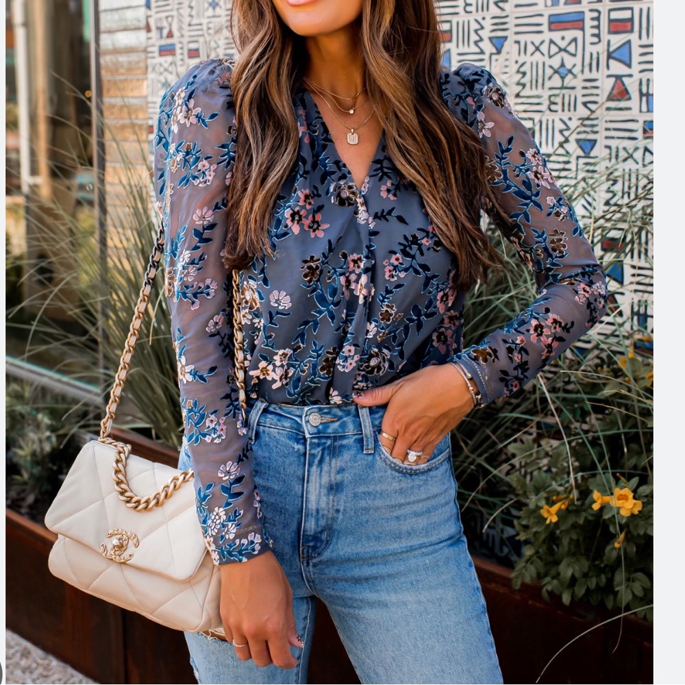 Jena Green floral bodysuit.